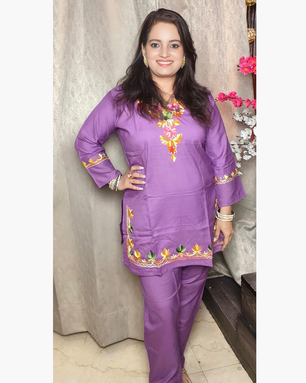 Kashmiri Embroidered Rayon Corset Set