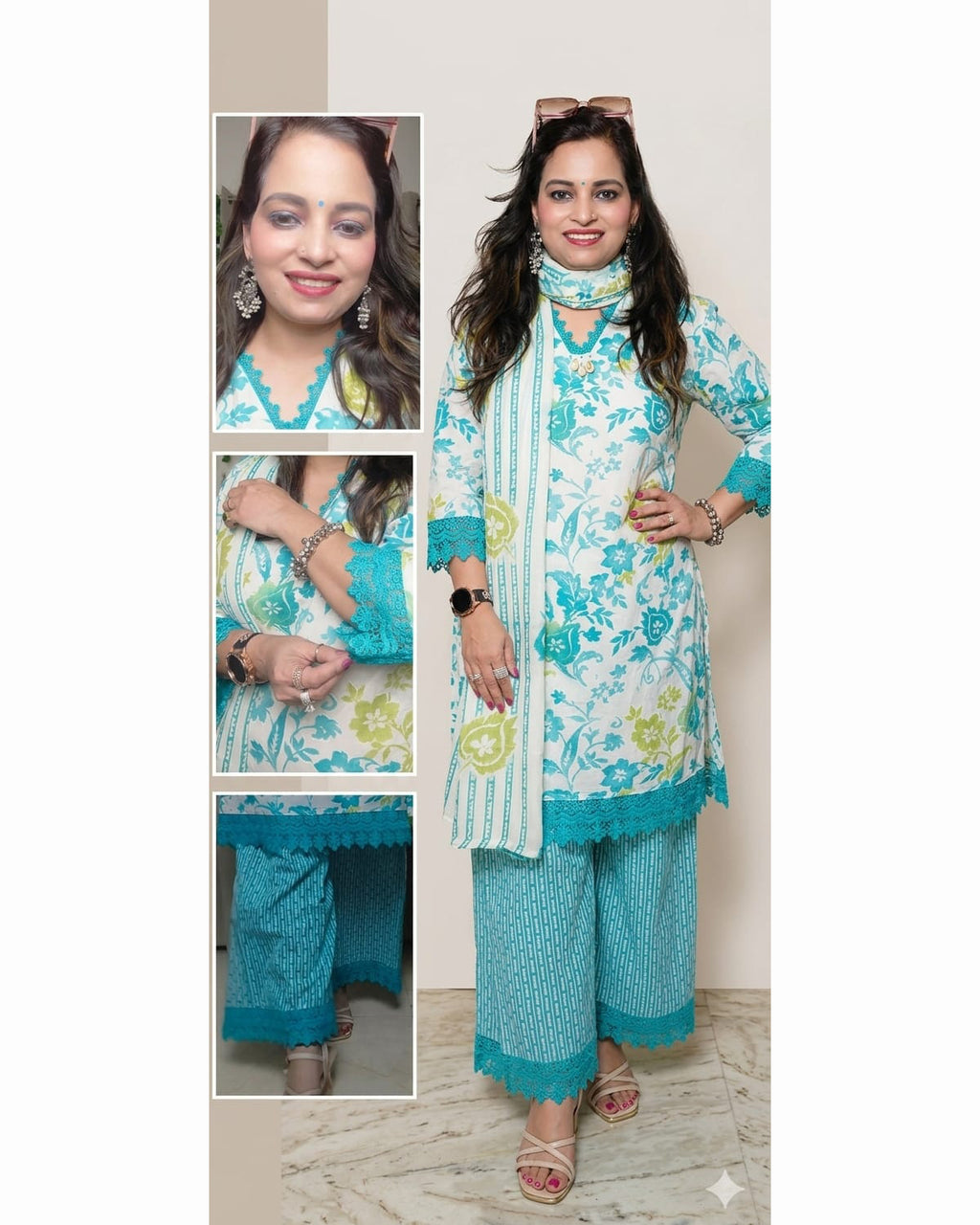 Pure Cotton A-Line 3PC Suit