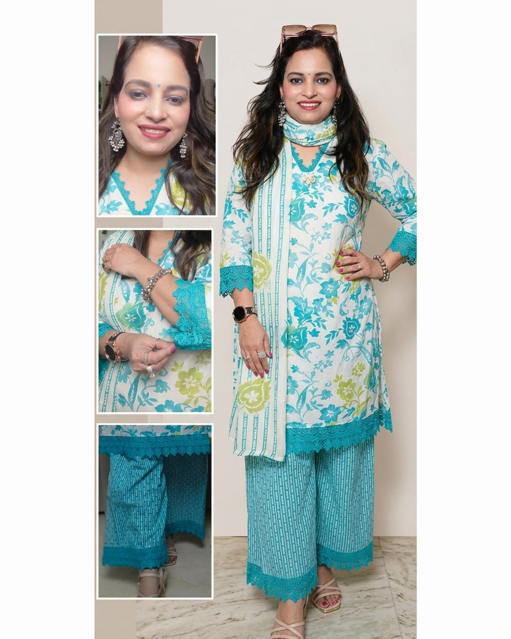 Pure Cotton A-Line 3PC Suit