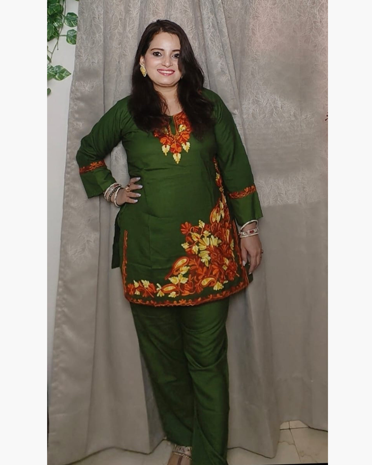 Kashmiri Embroidered Rayon Corset Set