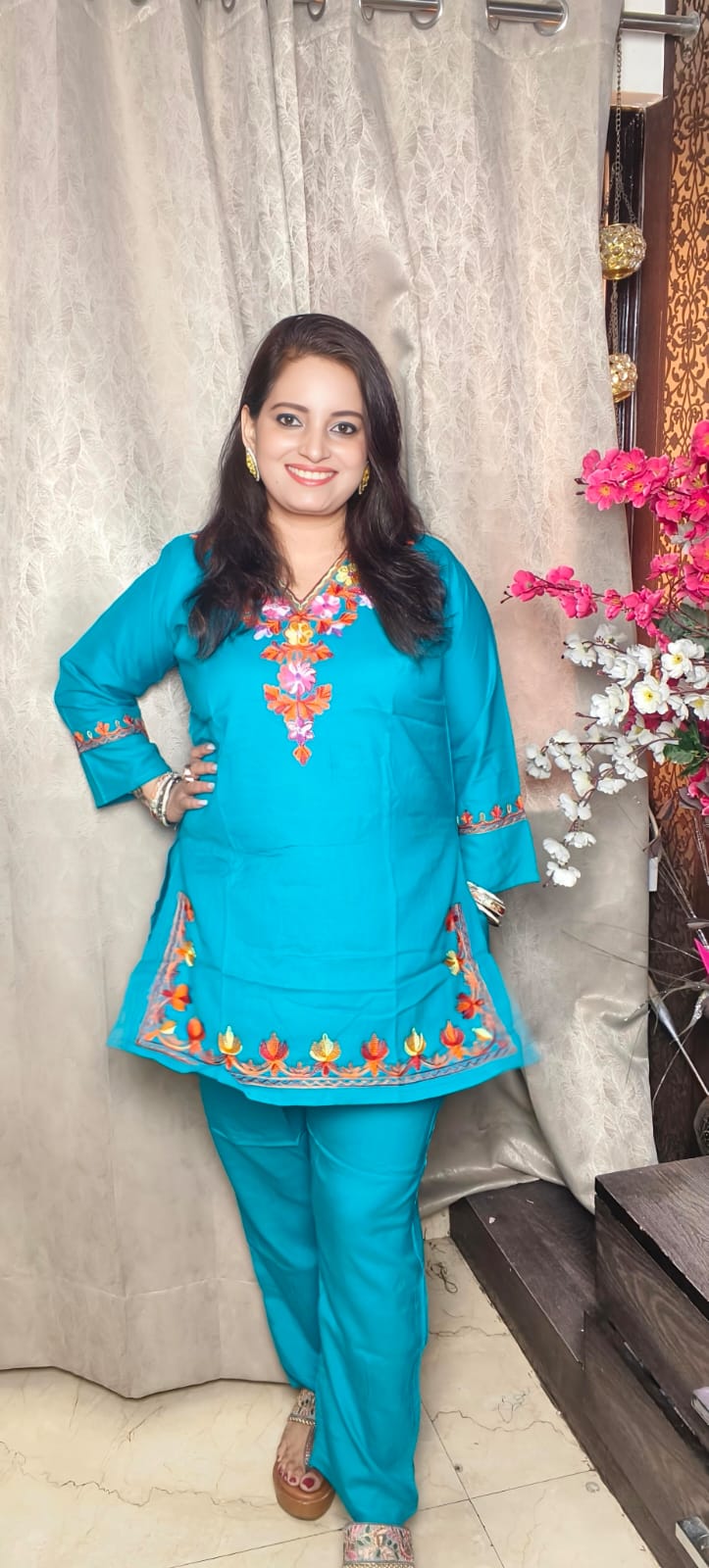 Kashmiri Embroidered Rayon Corset Set